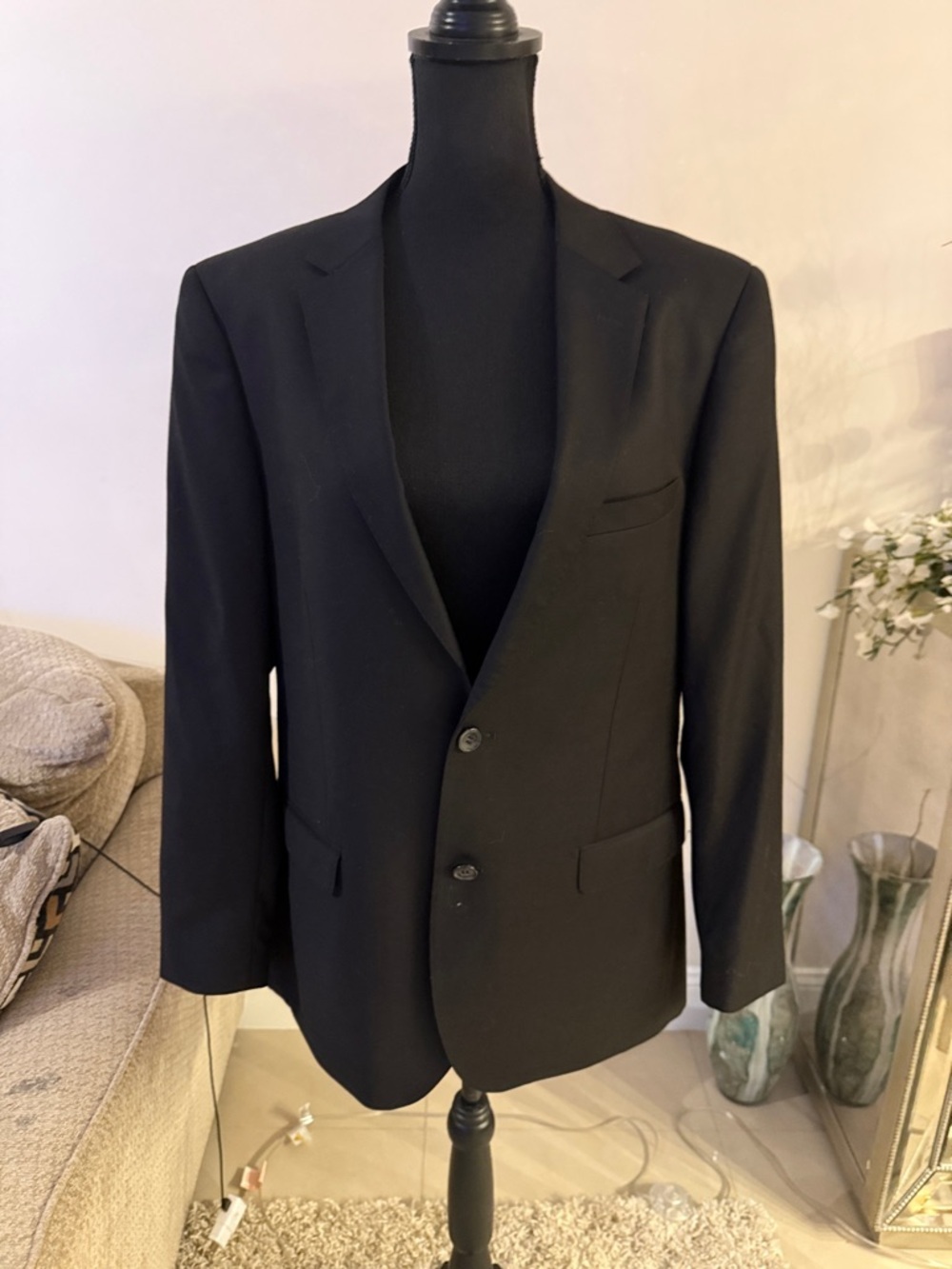 Giovanni Bresciani Men's Black Two-Button Blazer 42R